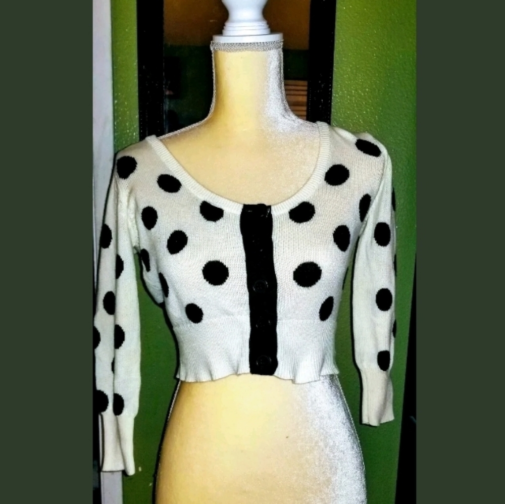 Betsey Johnson polka dot cropped cardigan
